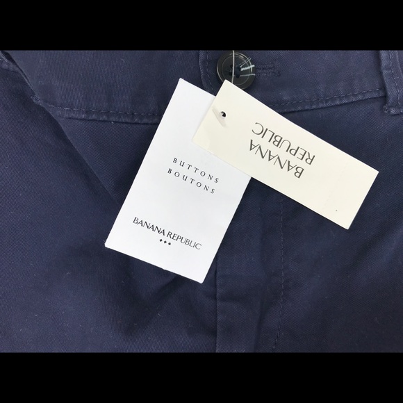 BANANA REPUBLIC Cotton Slim Ankle Pant in Navy - Picture 3 of 9